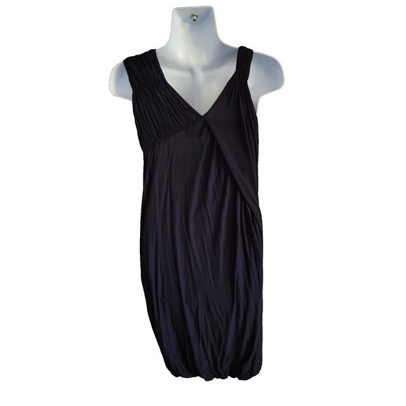 Vintge A.L.C Black Dramatic Pleated Drape Mini Dress Women Small Tencel Cashmere - Picture 3 of 7